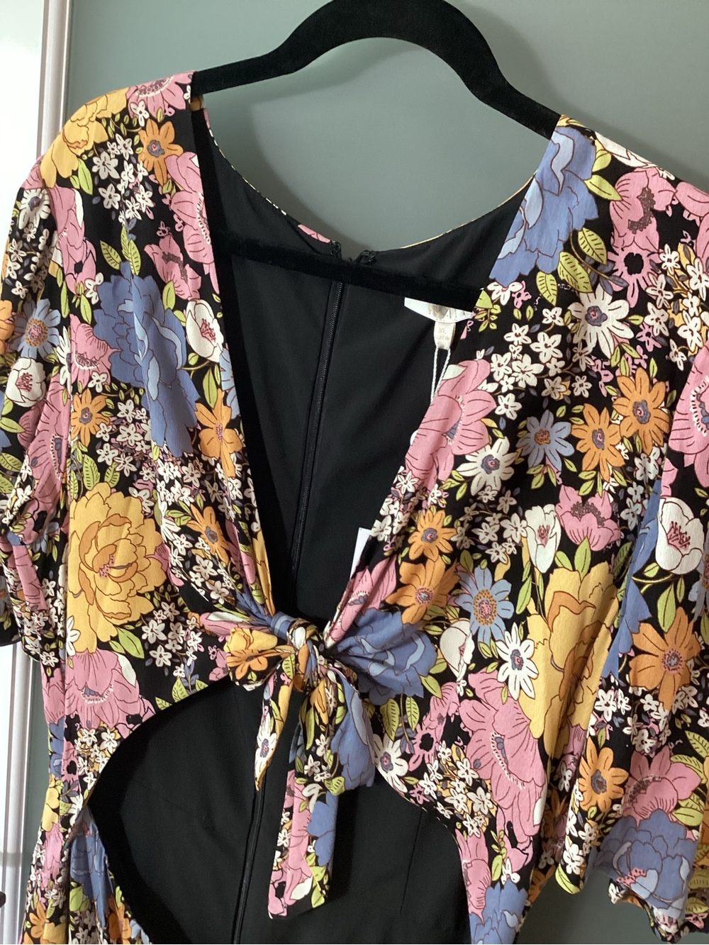 NWT WAYF Rosalind Cutout Front-Tie Floral Midi Dress XL - Anthropologie - Picture 3 of 13
